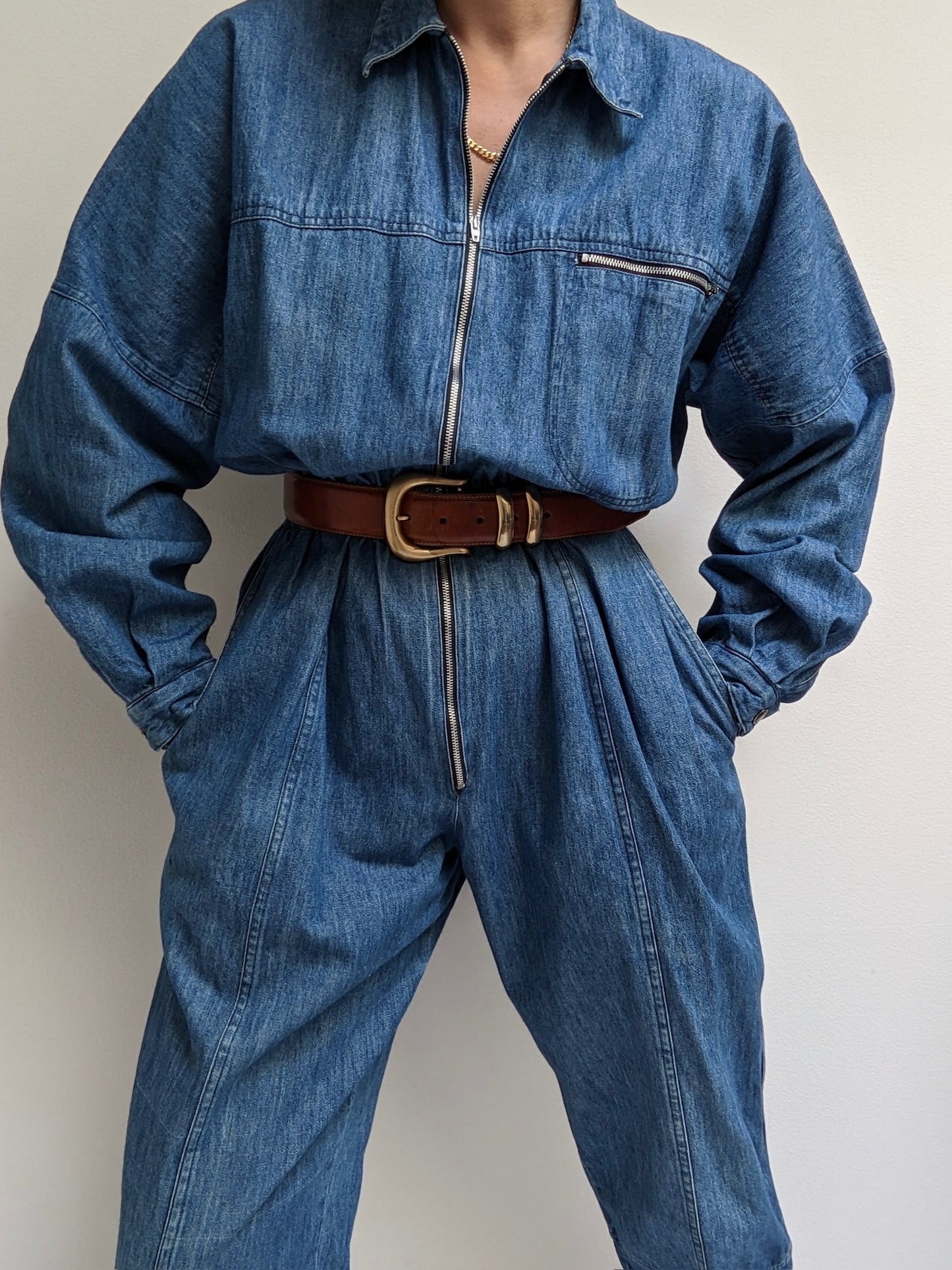 Vintage Calvin Klein Sport Denim Zip Coveralls