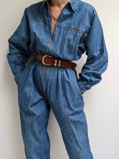 Vintage Calvin Klein Sport Denim Zip Coveralls