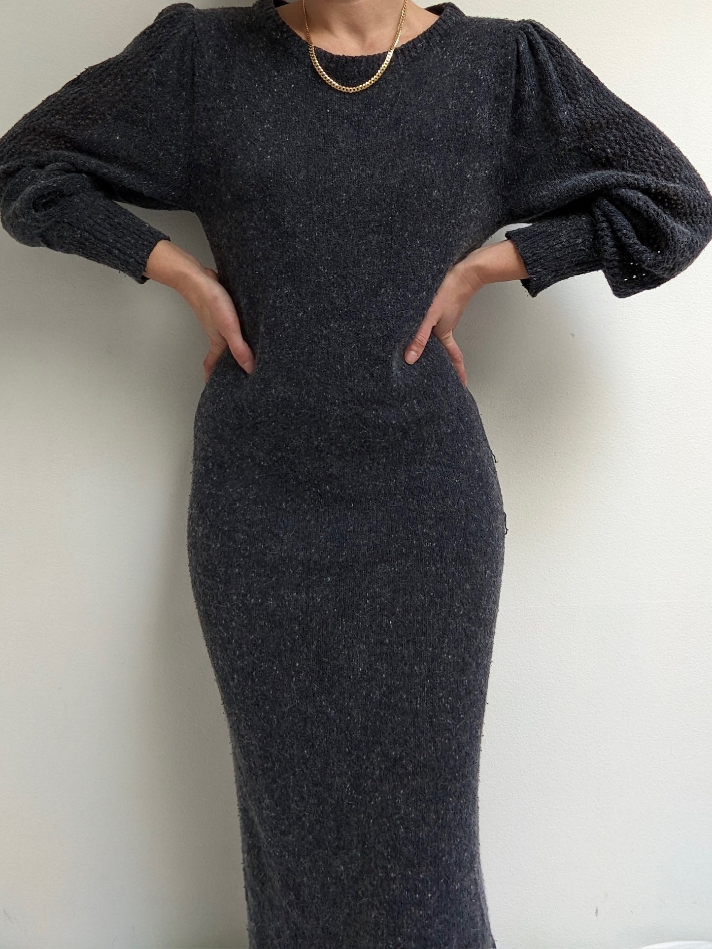 Vintage Speckled Silk & Angora Knit Dress