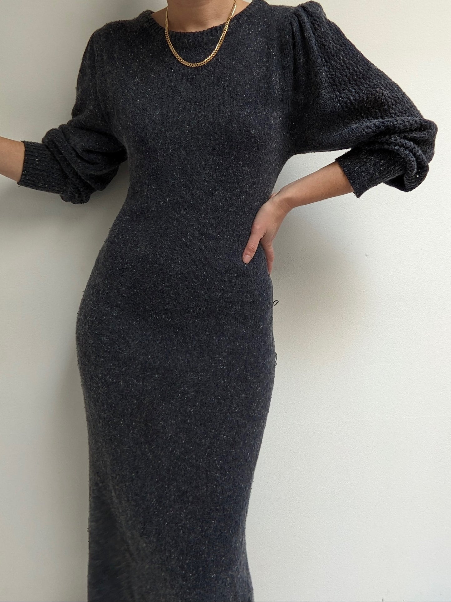 Vintage Speckled Silk & Angora Knit Dress