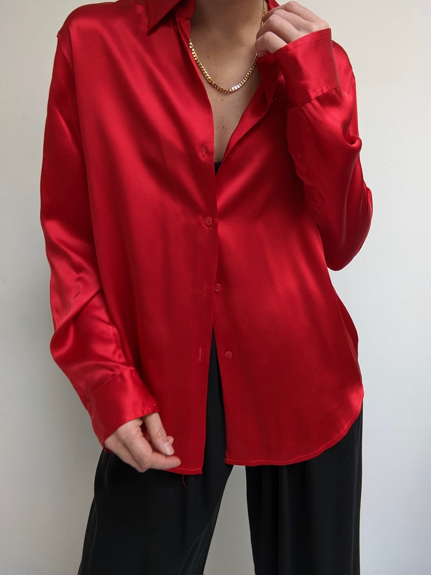 DKNY Ruby Red Silk Blouse