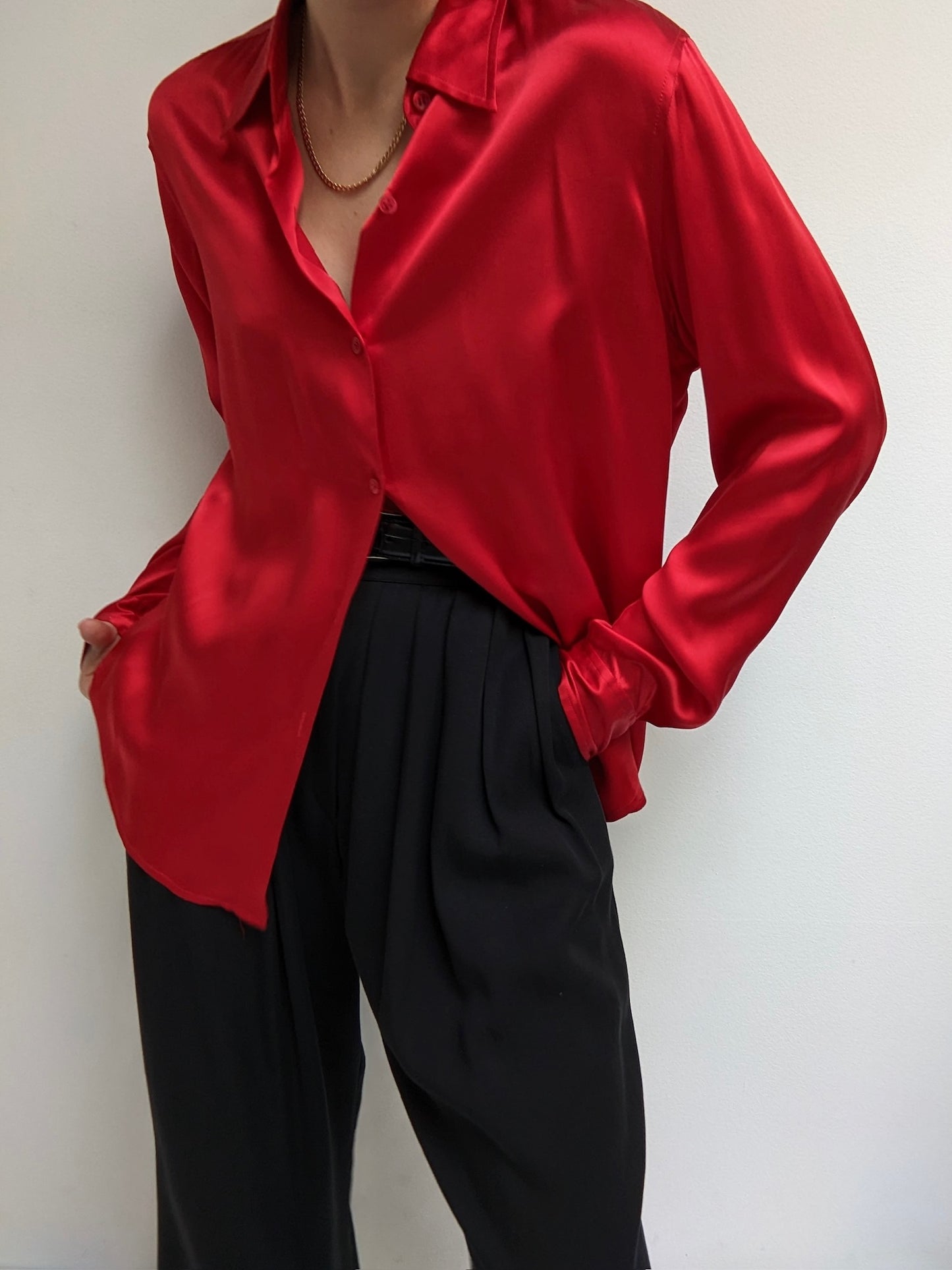 DKNY Ruby Red Silk Blouse