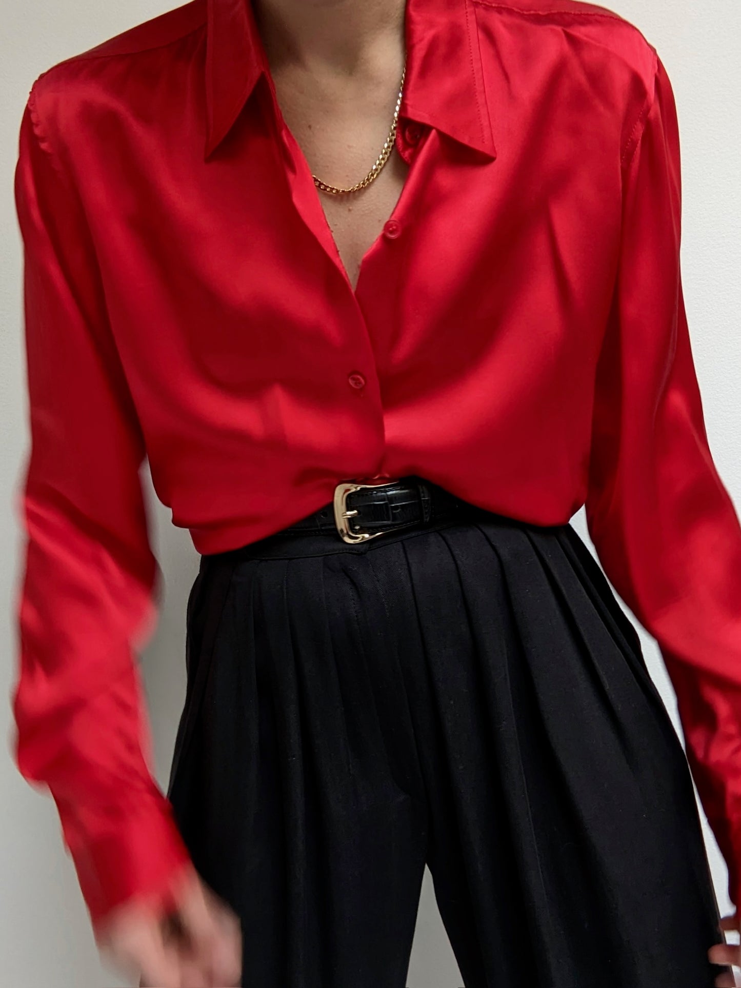 DKNY Ruby Red Silk Blouse