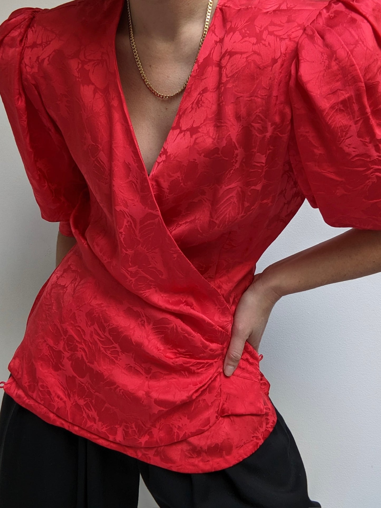 Beautiful Vintage Crimson Silk Blouse