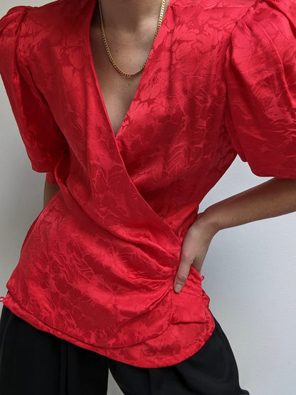 Beautiful Vintage Crimson Silk Blouse