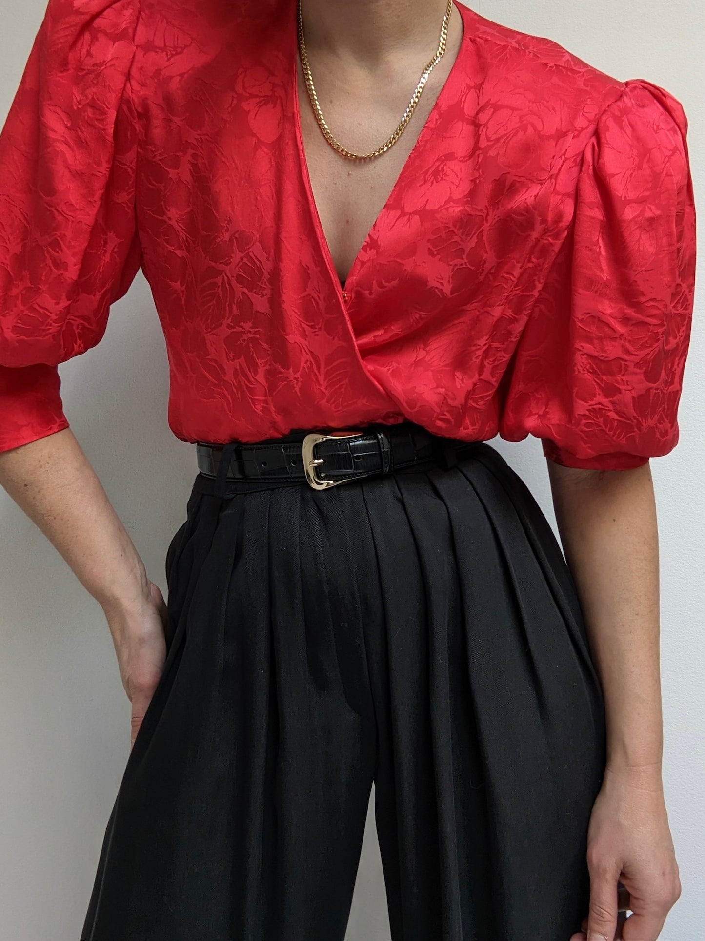 Beautiful Vintage Crimson Silk Blouse