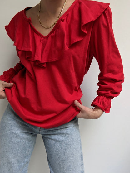 Vintage Poppy Ruffled Blouse