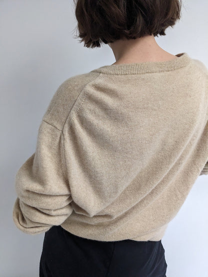 Sand Cashmere V-Neck Sweater