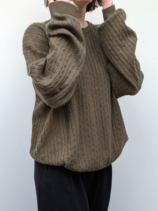 Vintage Cocoa Cable Knit Cashmere Sweater