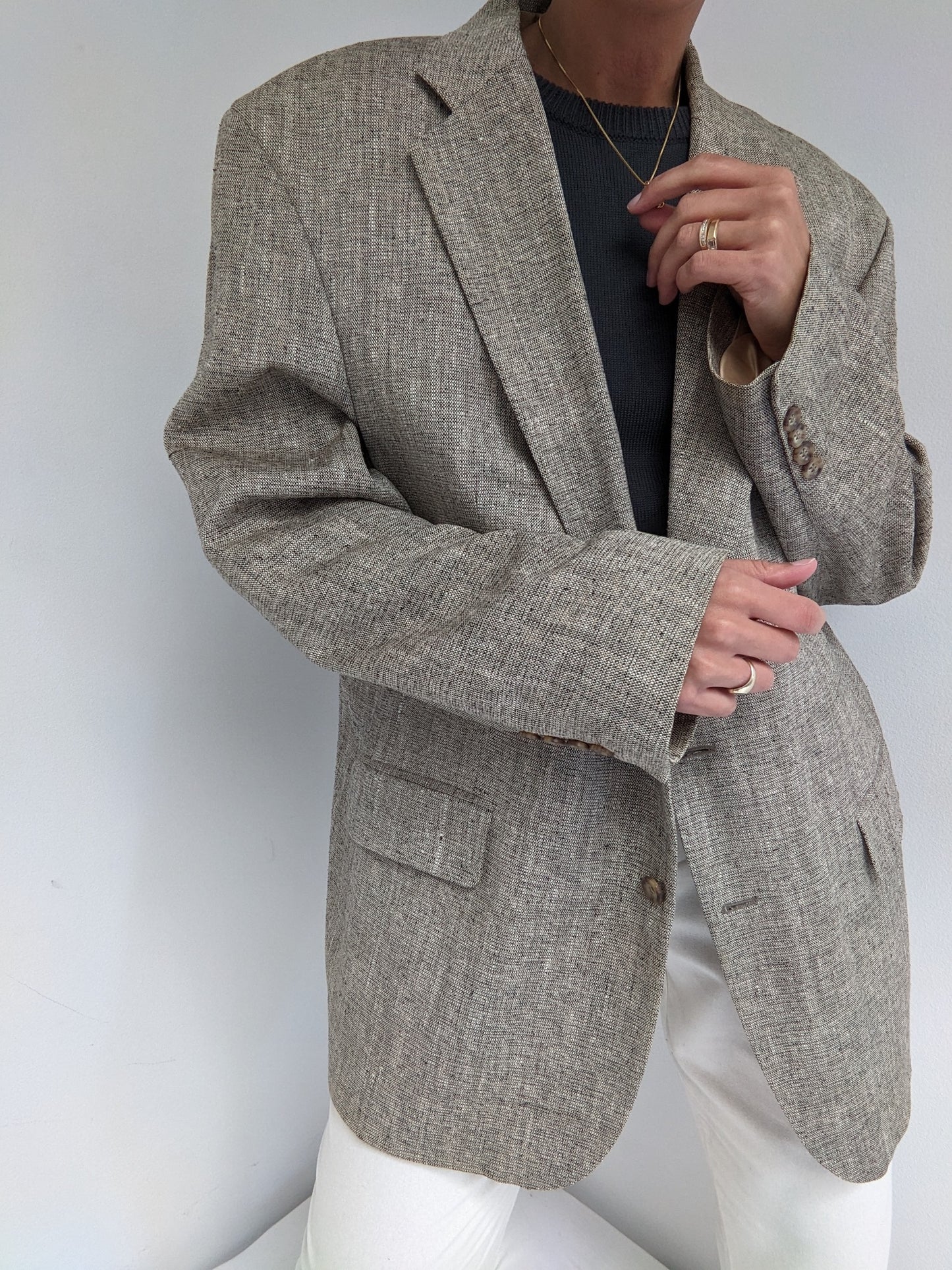 Amazing Vintage Speckled Woven Silk Blazer