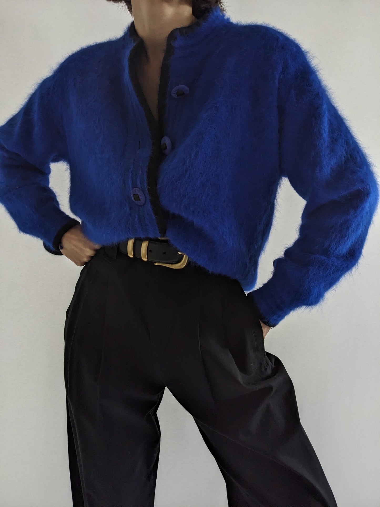 Vibrant Vintage Cobalt Angora Cardigan