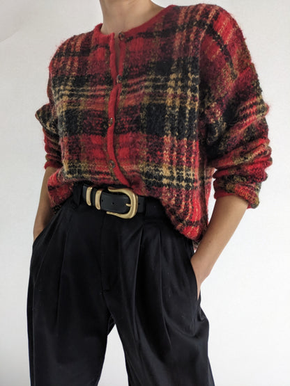 Beautiful Vintage Holiday Plaid Cardigan