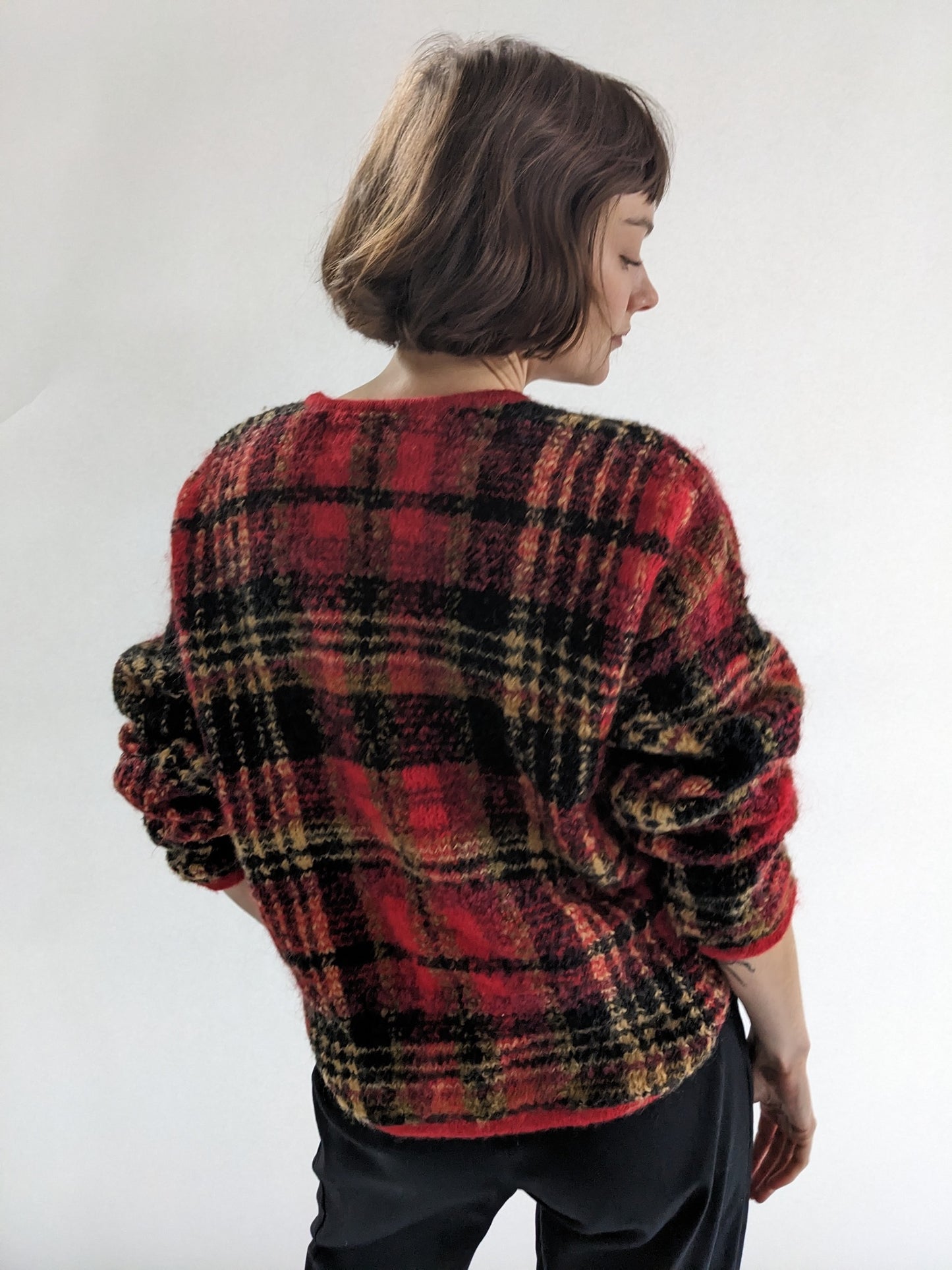 Beautiful Vintage Holiday Plaid Cardigan