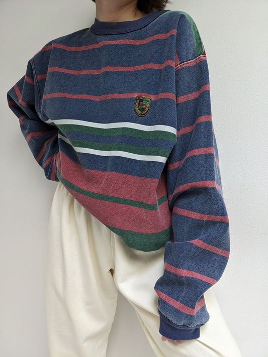 90s Faded & Striped Twill Pullover