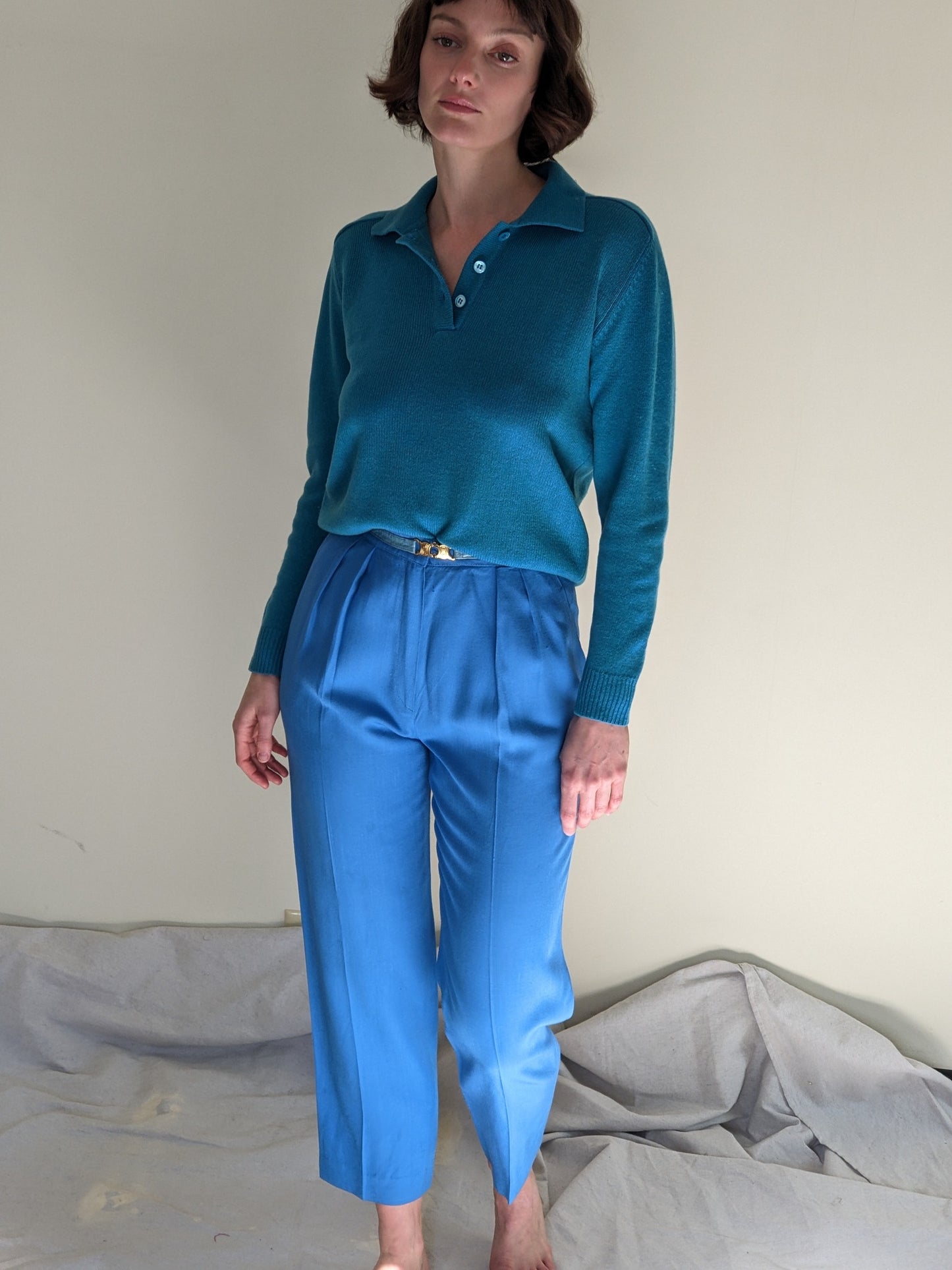 Incredible Celine Aqua Linen Pant