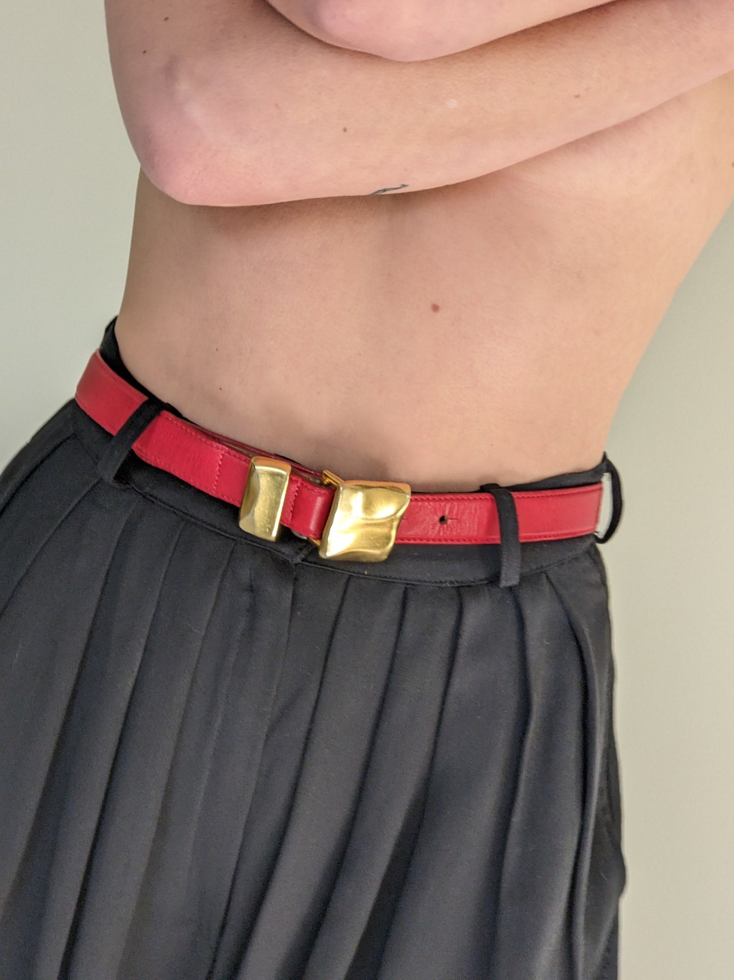 Vintage Donna Karan Red Leather Belt