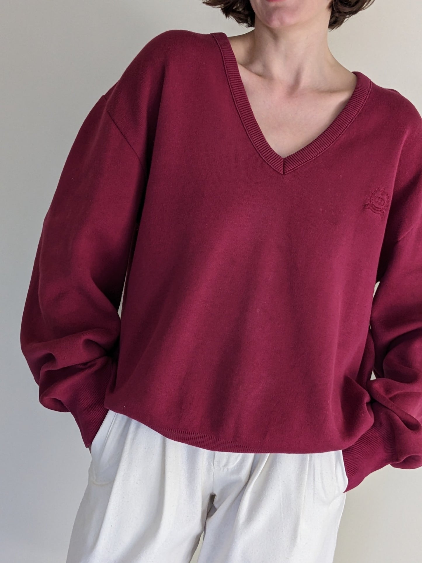 Christian Dior Merlot V-Neck Sweater