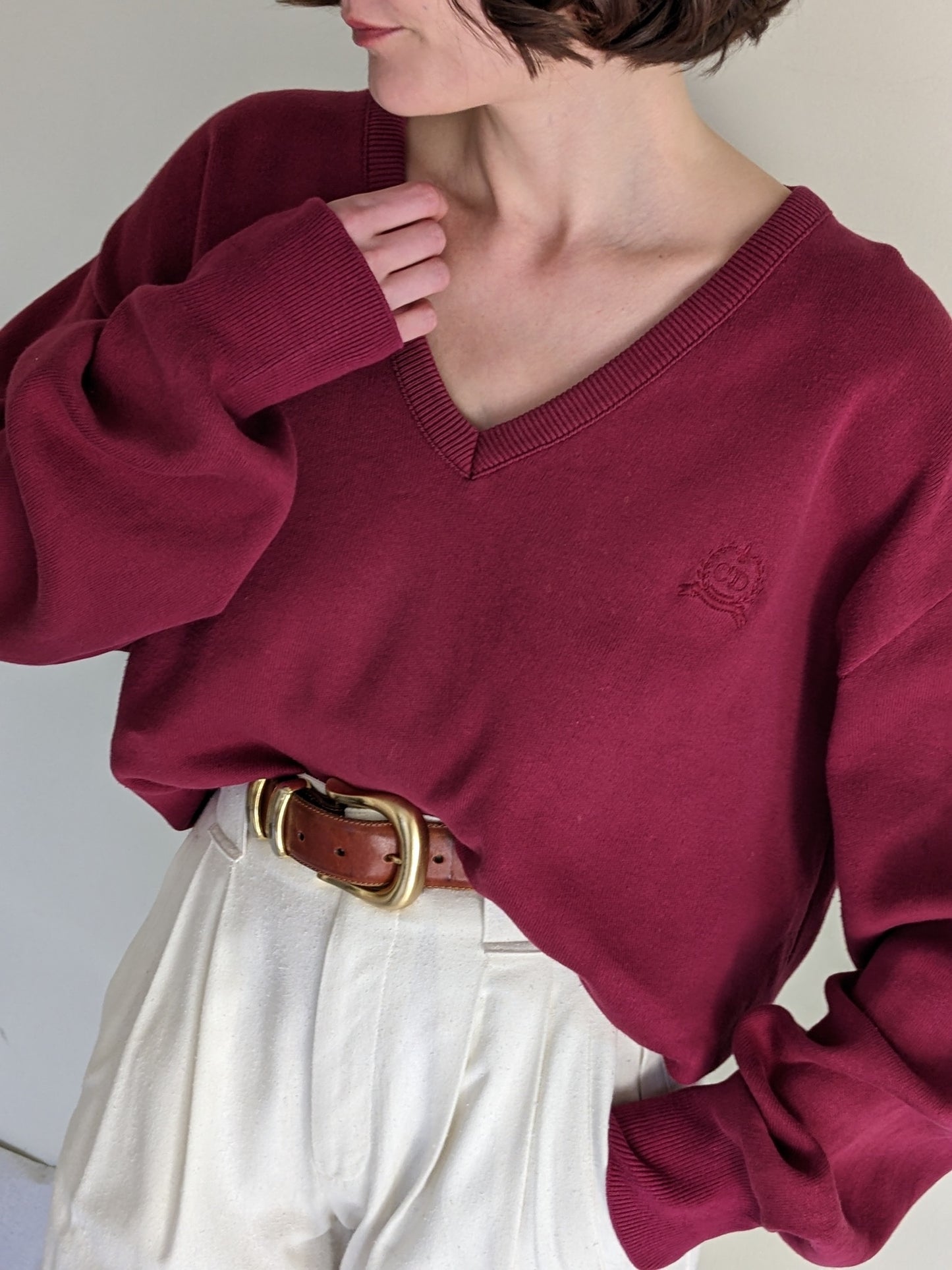 Christian Dior Merlot V-Neck Sweater