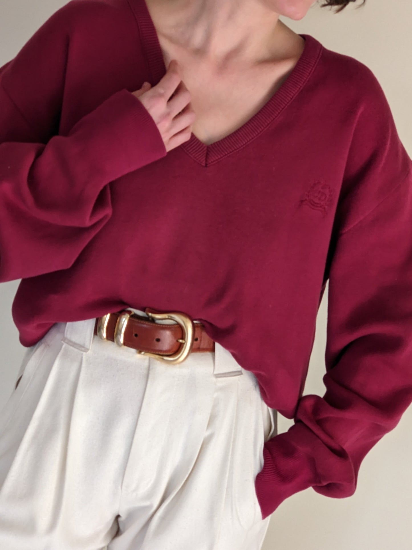 Christian Dior Merlot V-Neck Sweater