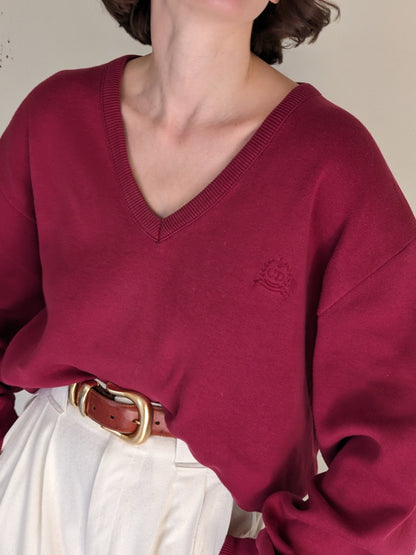 Christian Dior Merlot V-Neck Sweater