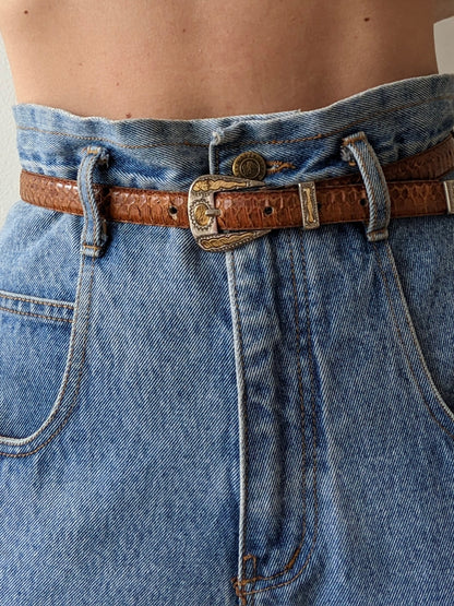 Vintage Cognac Snakeskin Belt