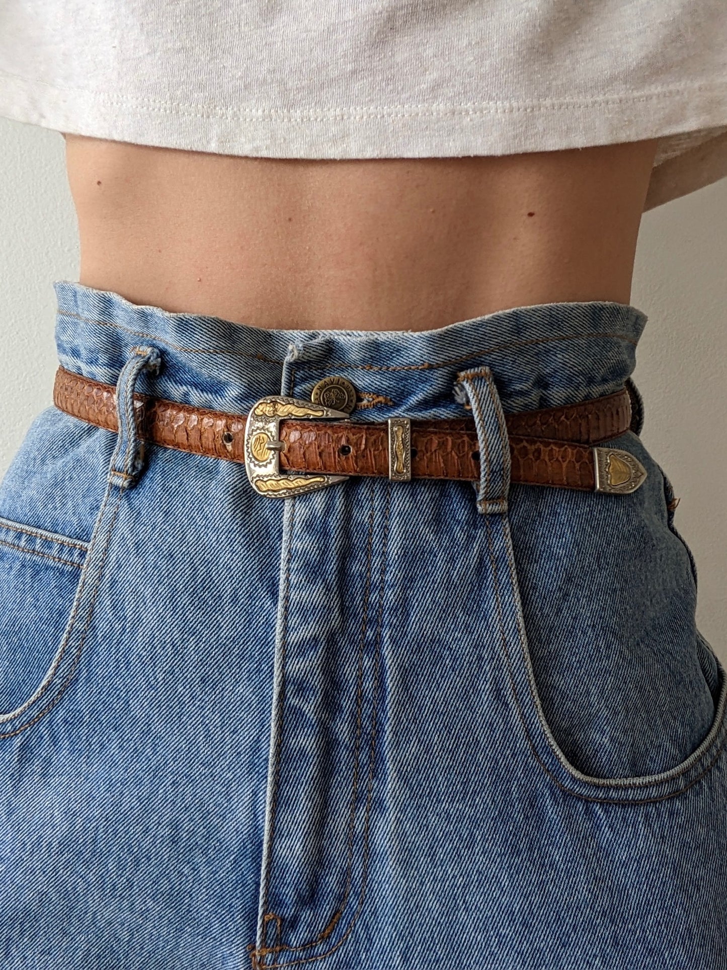 Vintage Cognac Snakeskin Belt