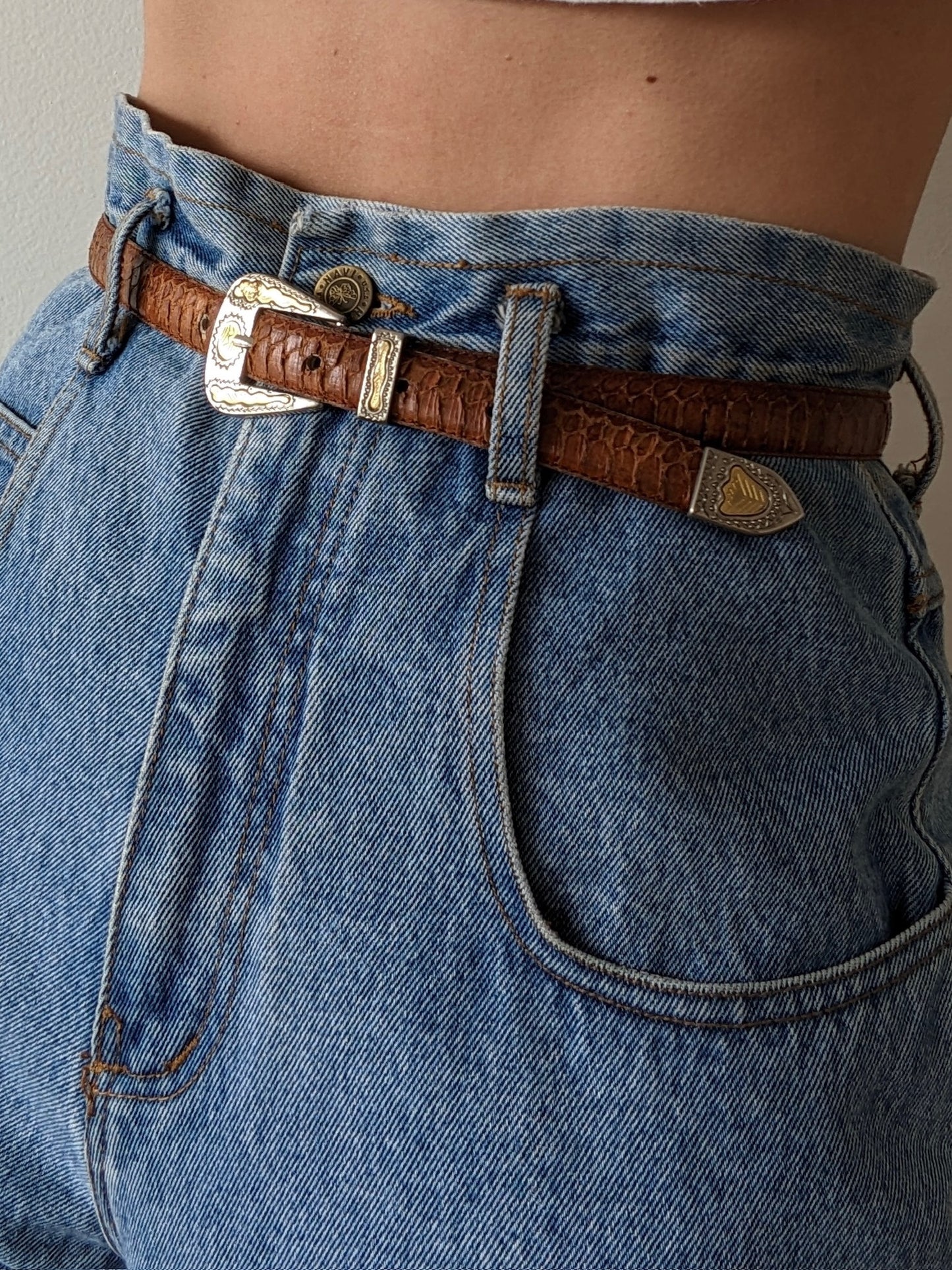 Vintage Cognac Snakeskin Belt