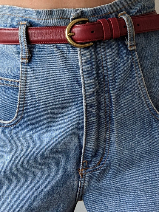 Vintage Coach Red Leather & Solid Brass Belt