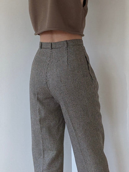 Vintage Olive Woven Wool Trousers
