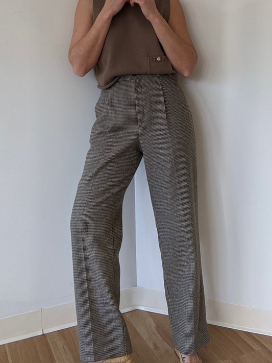 Vintage Olive Woven Wool Trousers