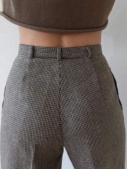 Vintage Olive Woven Wool Trousers