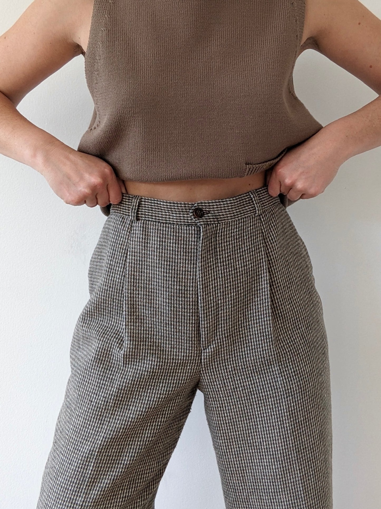 Vintage Olive Woven Wool Trousers