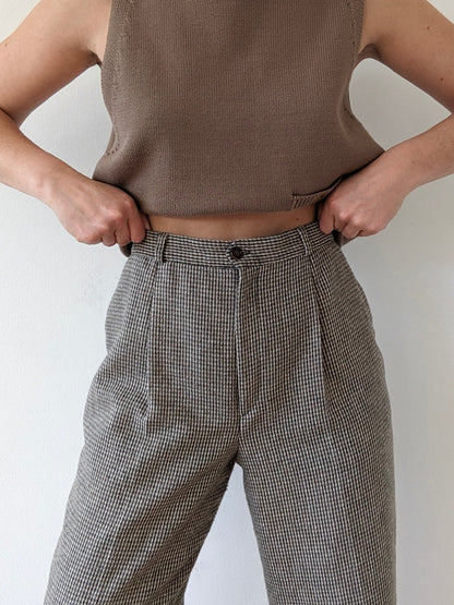 Vintage Olive Woven Wool Trousers