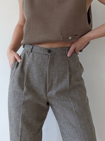 Vintage Olive Woven Wool Trousers
