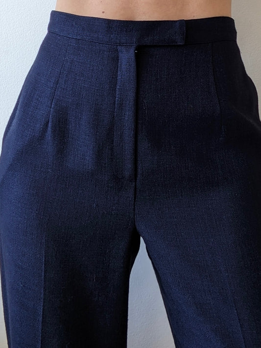 Vintage Midnight Woven Linen Trousers