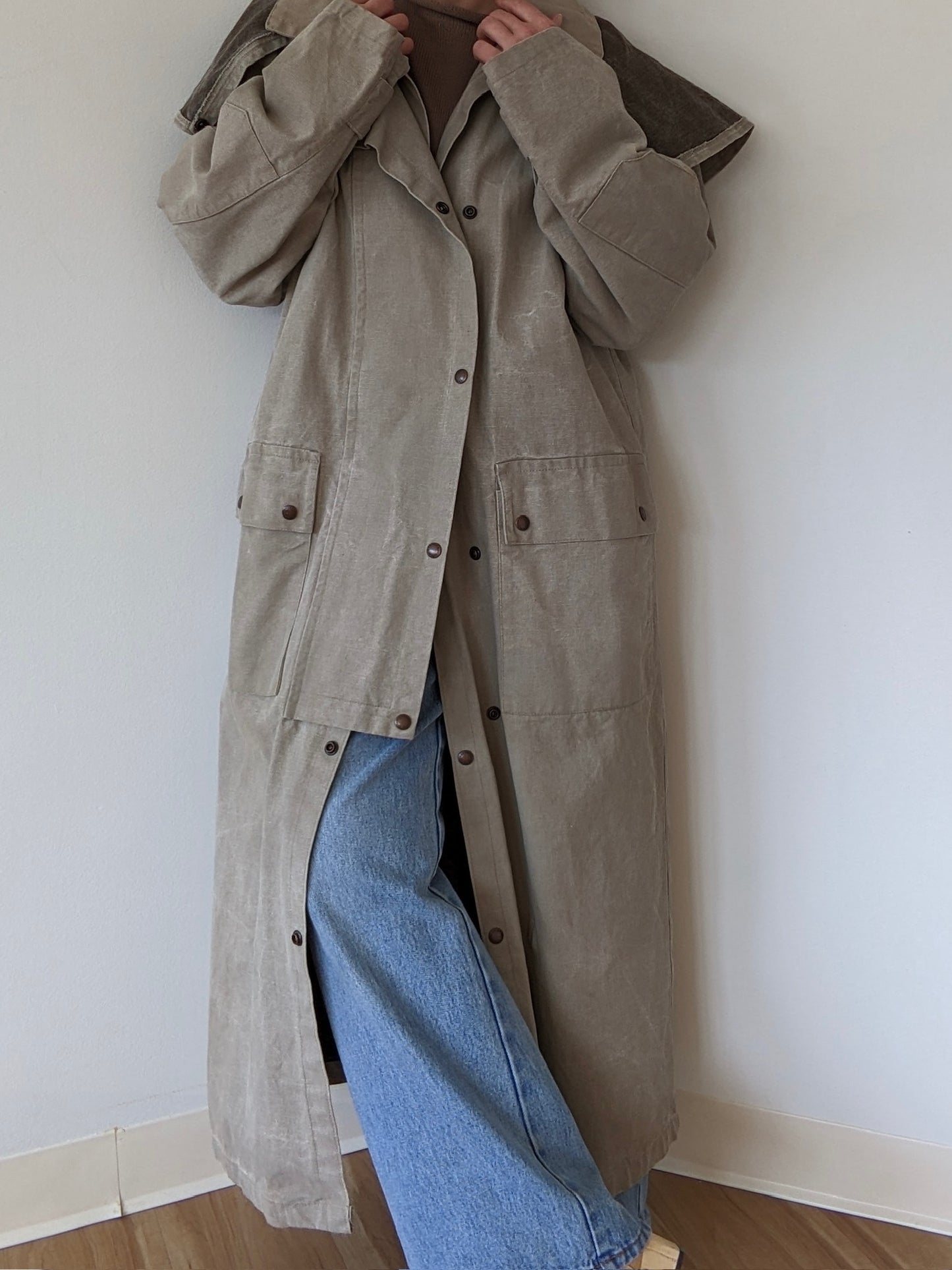 Vintage Oyster Canvas Trench Coat