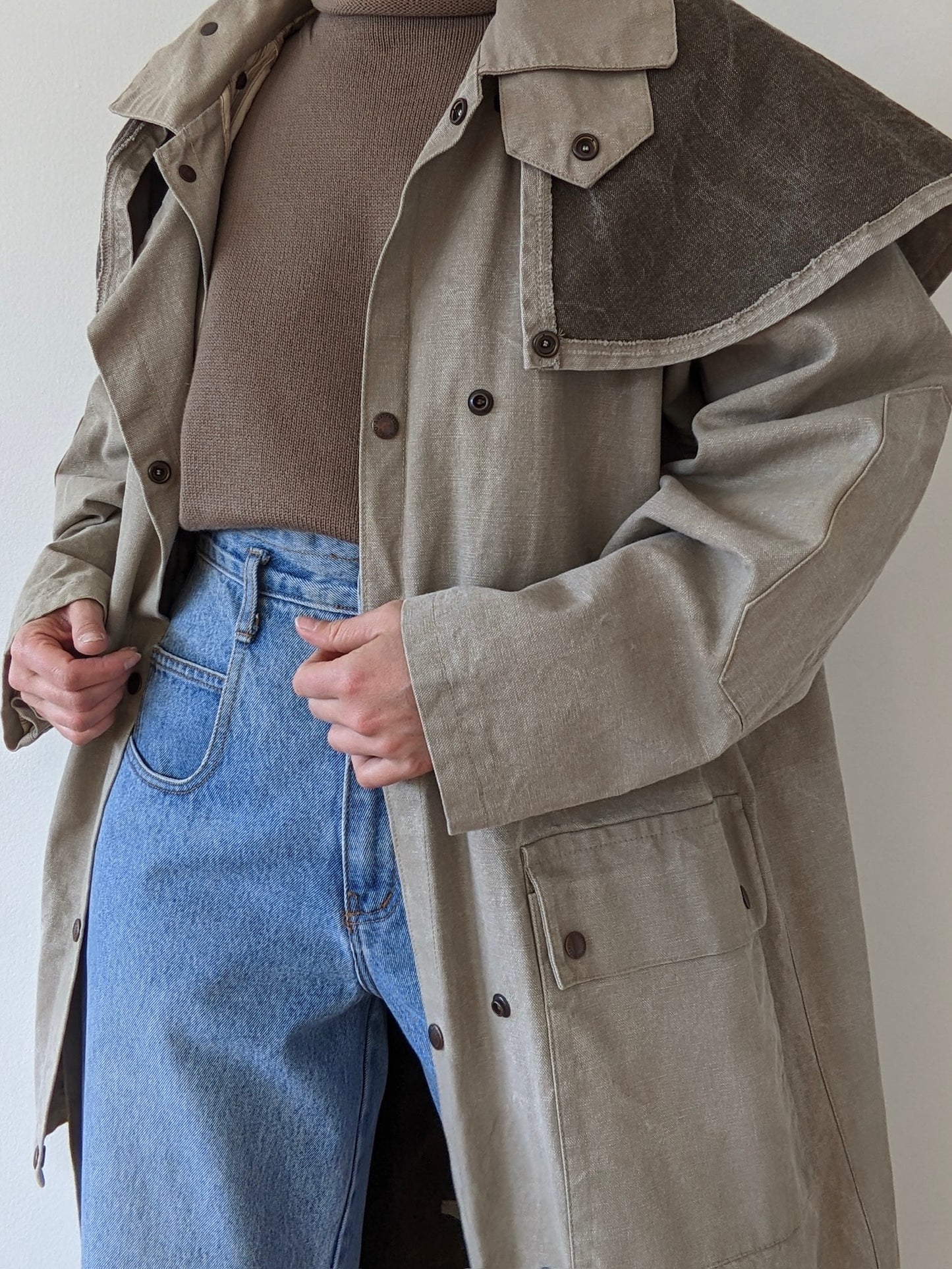 Vintage Oyster Canvas Trench Coat