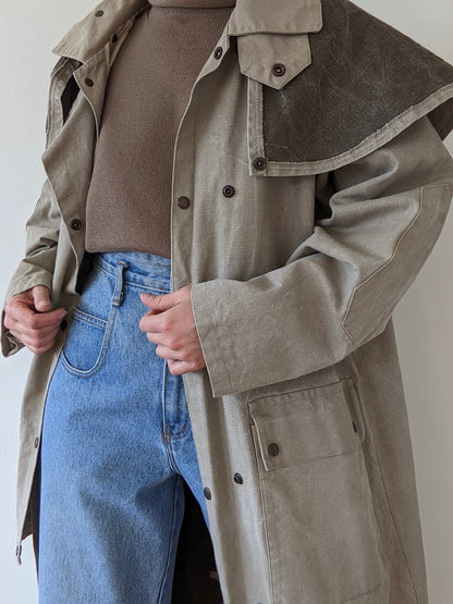 Vintage Oyster Canvas Trench Coat