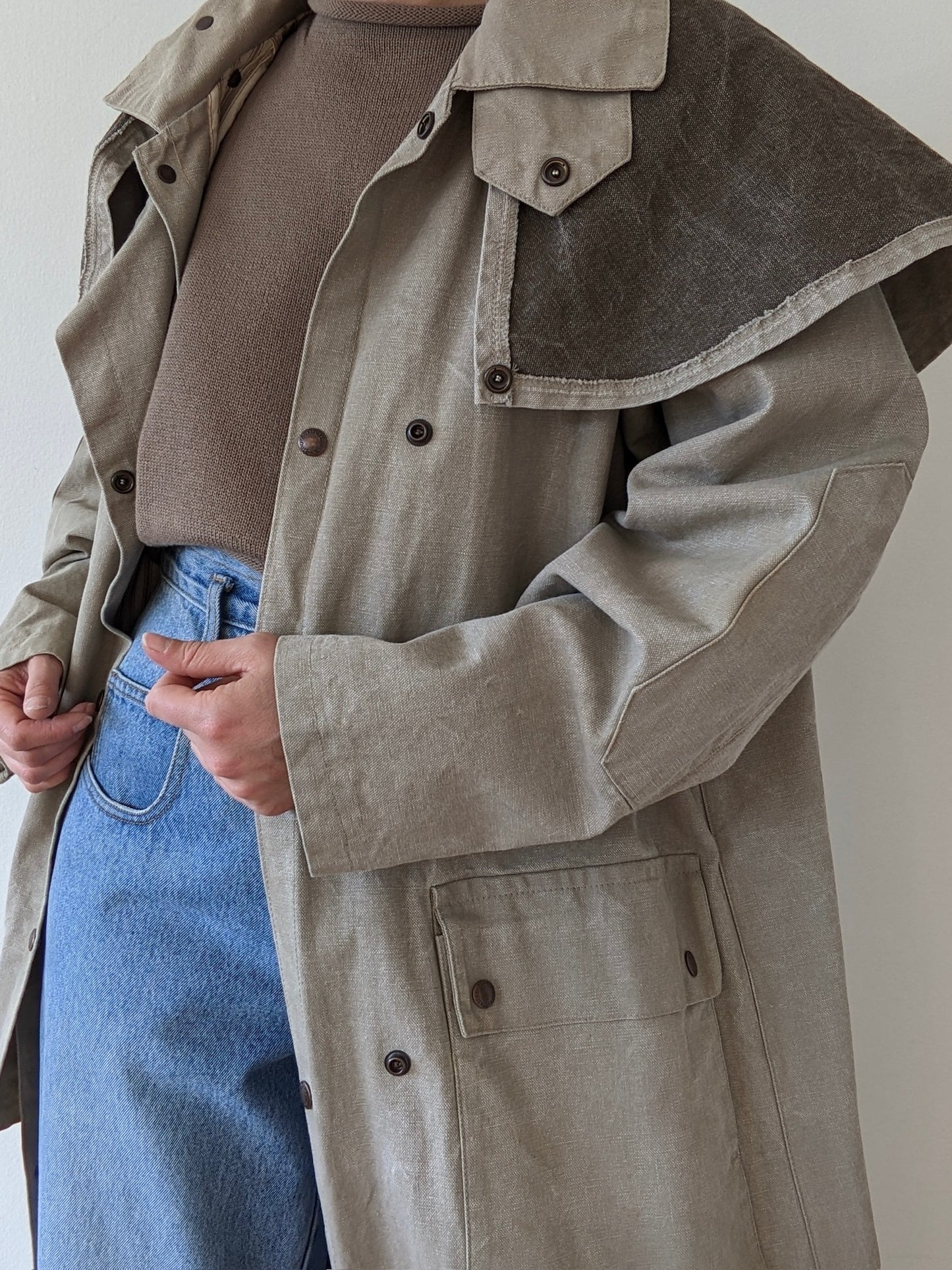 Vintage Oyster Canvas Trench Coat