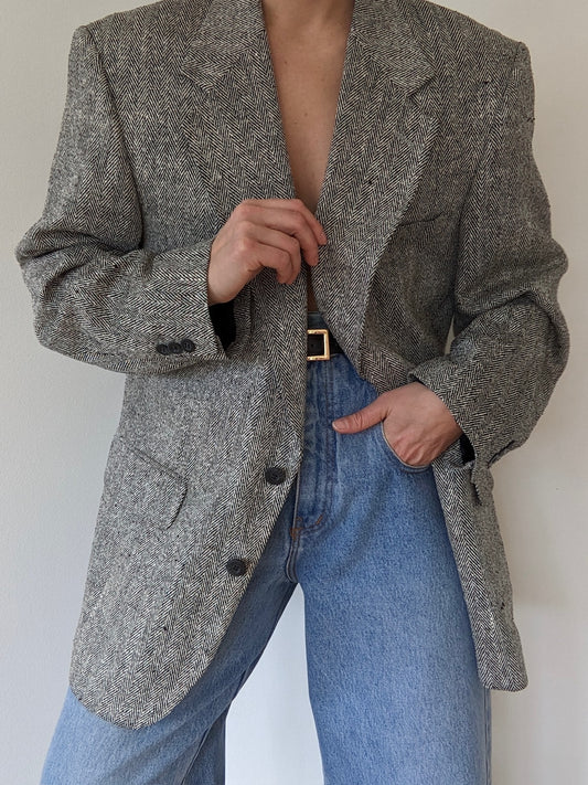 Vintage Silk Herringbone Blazer