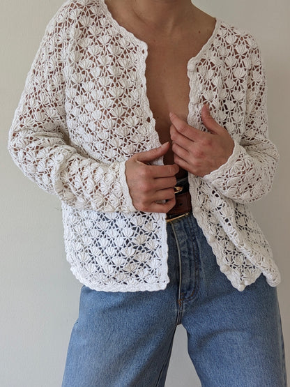 Vintage Ivory Crocheted Cardigan
