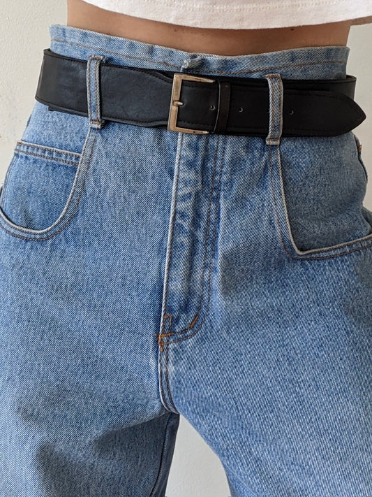 Vintage Onyx Wide Leather Belt