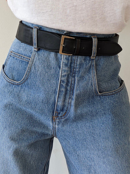 Vintage Onyx Wide Leather Belt
