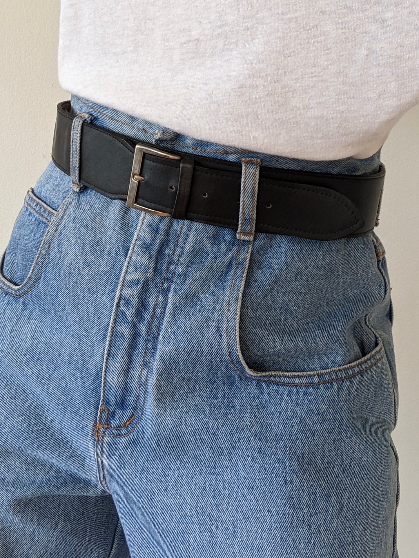 Vintage Onyx Wide Leather Belt
