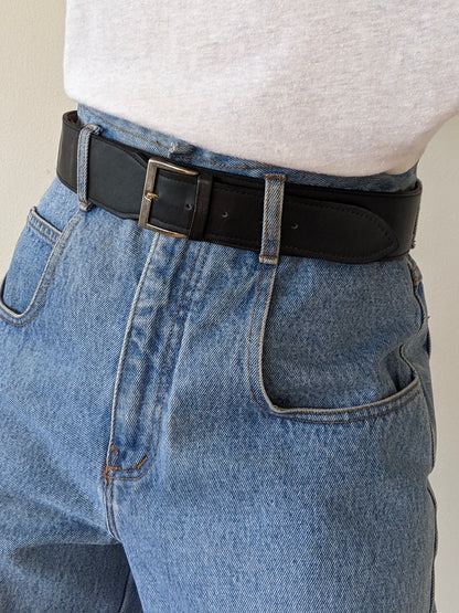 Vintage Onyx Wide Leather Belt