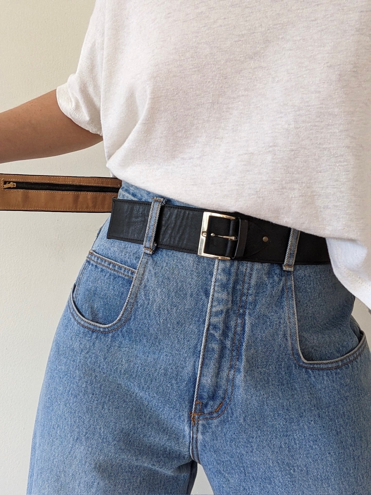 Vintage Onyx Wide Leather Belt