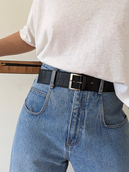Vintage Onyx Wide Leather Belt