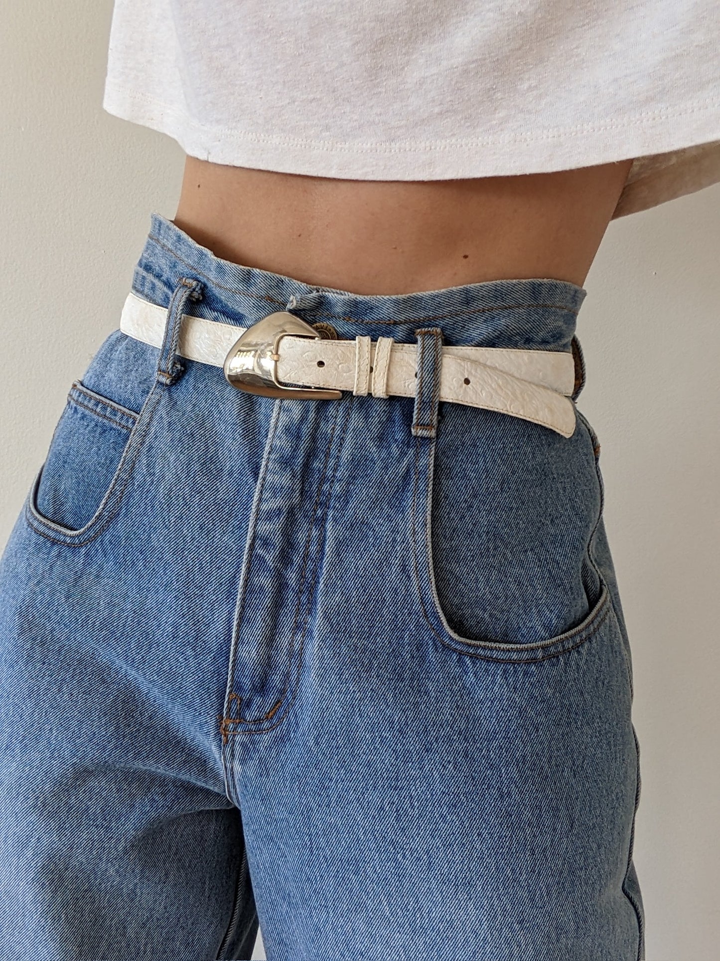 Vintage Christian Dior Ostrich-Embossed Leather Belt