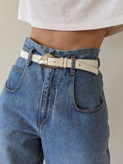 Vintage Christian Dior Ostrich-Embossed Leather Belt