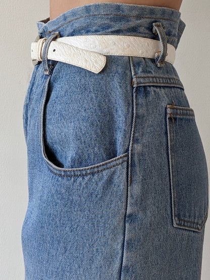 Vintage Christian Dior Ostrich-Embossed Leather Belt